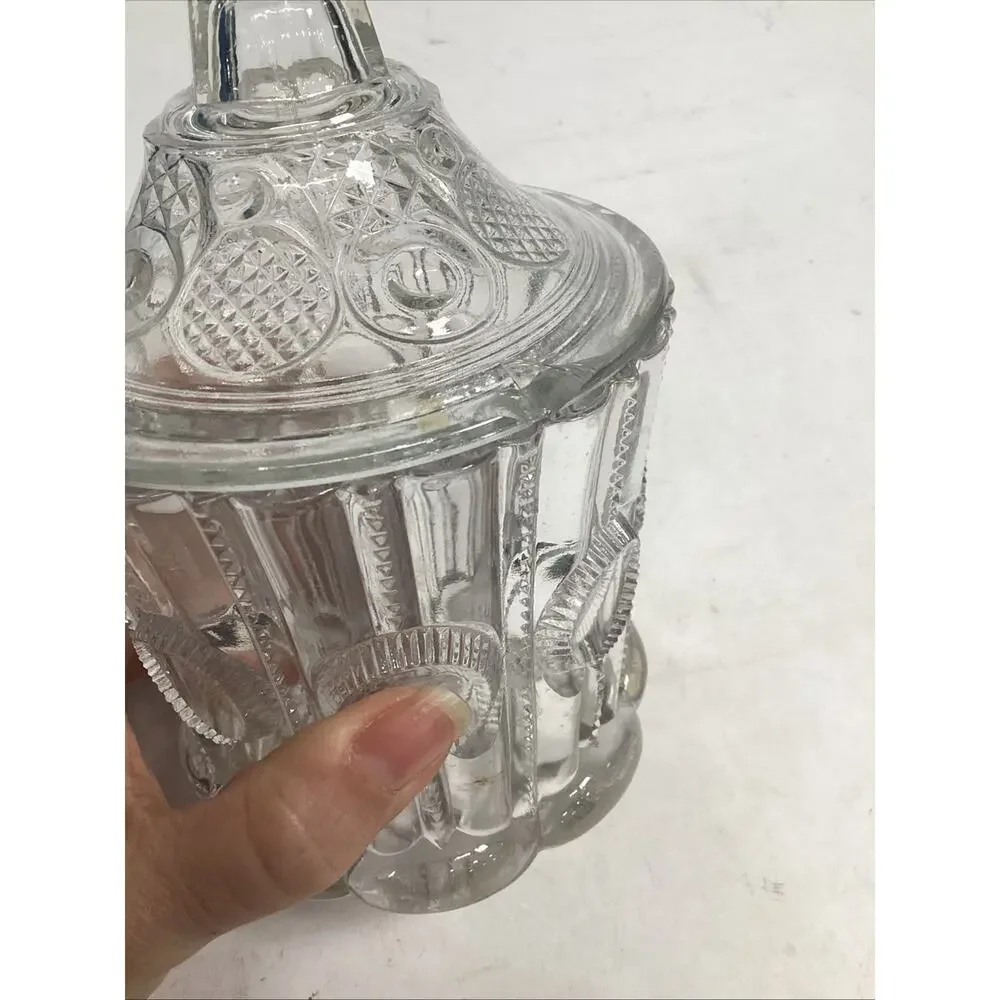 Vintage EAPG Pressed Glass Sugar Bowl With Lid Or Lidded Candy Dish